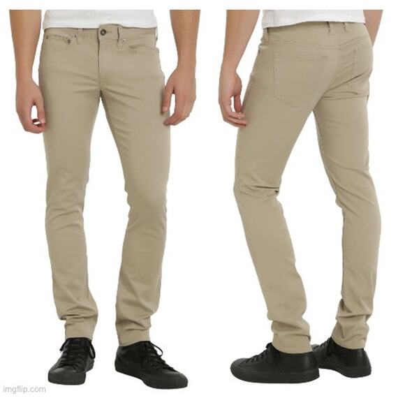 RUDE Hot Topic NWT Men's 36x32 Skinny Fit Khaki Chino Pants Stretch Preppy Teen - Picture 1 of 11